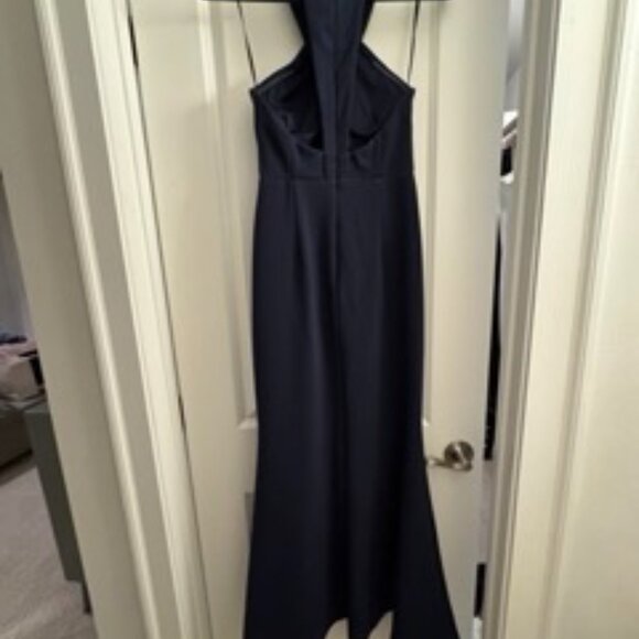 Navy halter neck full length dress - Picture 4 of 6